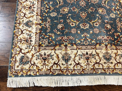 Sino Persian Rug 4x6, Very Fine Oriental Carpet, Handmade Rug 4 x 6, Floral Allover Vintage Traditional Wool & Silk Highlights, 200 KPSI - Nuvé