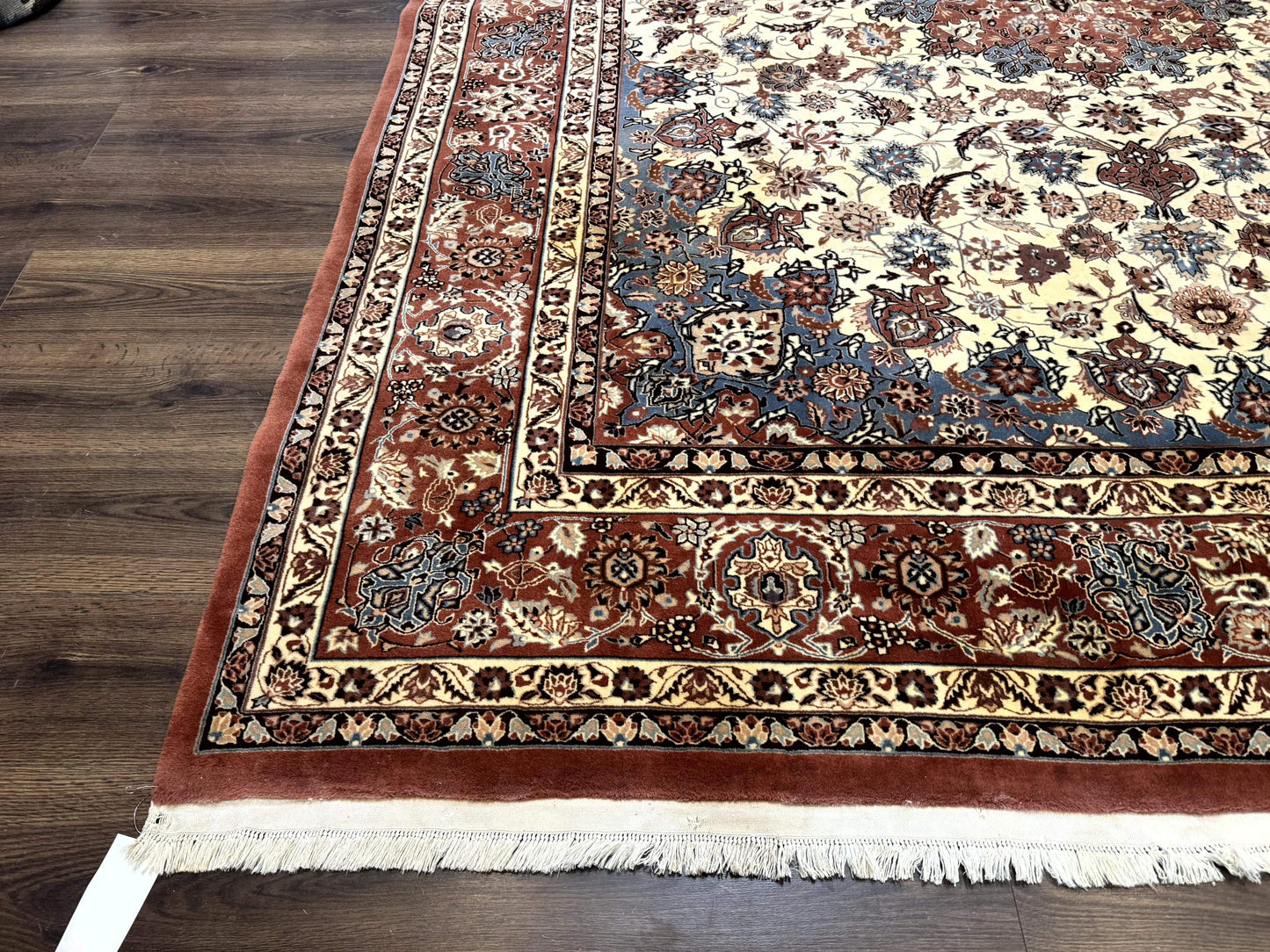 Persian Rug 8x10, Sino Persian Floral Medallion Carpet, Traditional Wool Area Rug, Cream and Brick Red, Fine 210 KPSI - Nuvé