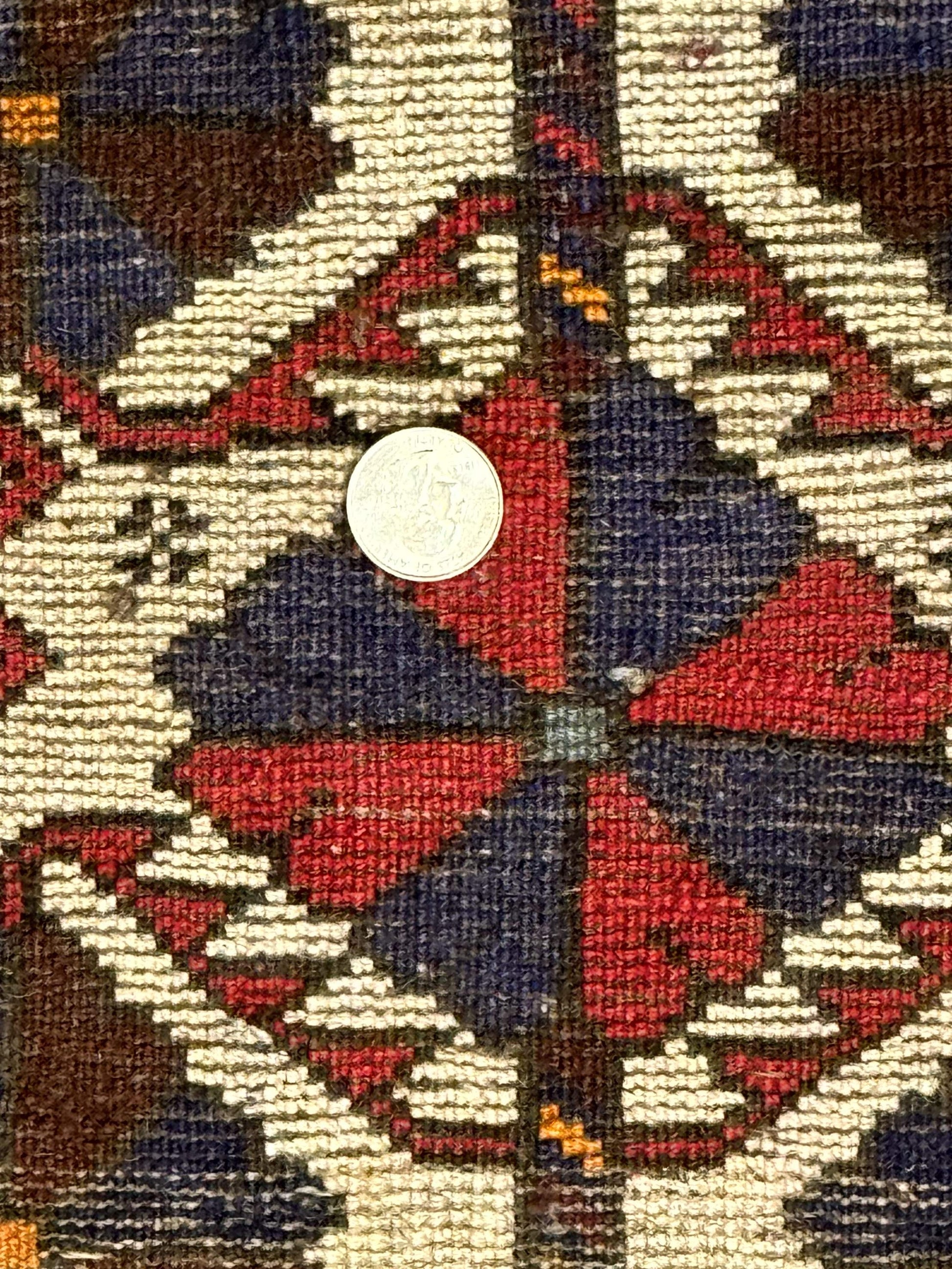 Small Persian Baluchi Tribal Rug, Tan, Handmade - Nuvé