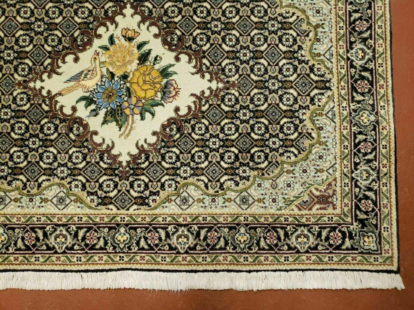 Small Persian Rug 2.4 x 3, Birds and Flowers, Finely Hand Knotted - Nuvé