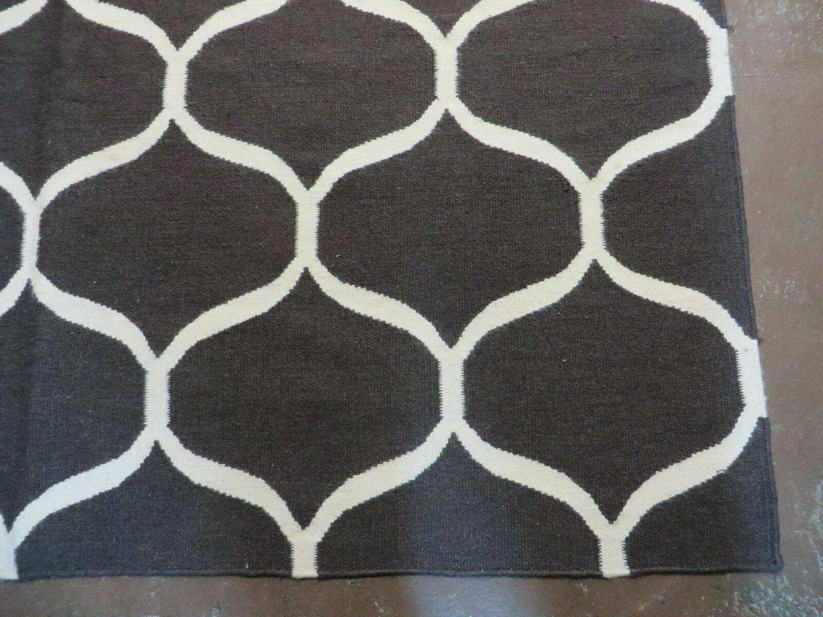 5' X 8' Modern Contemporary Hand Made Flat Weave Wool Rug Veg Dyes Nice - Nuvé