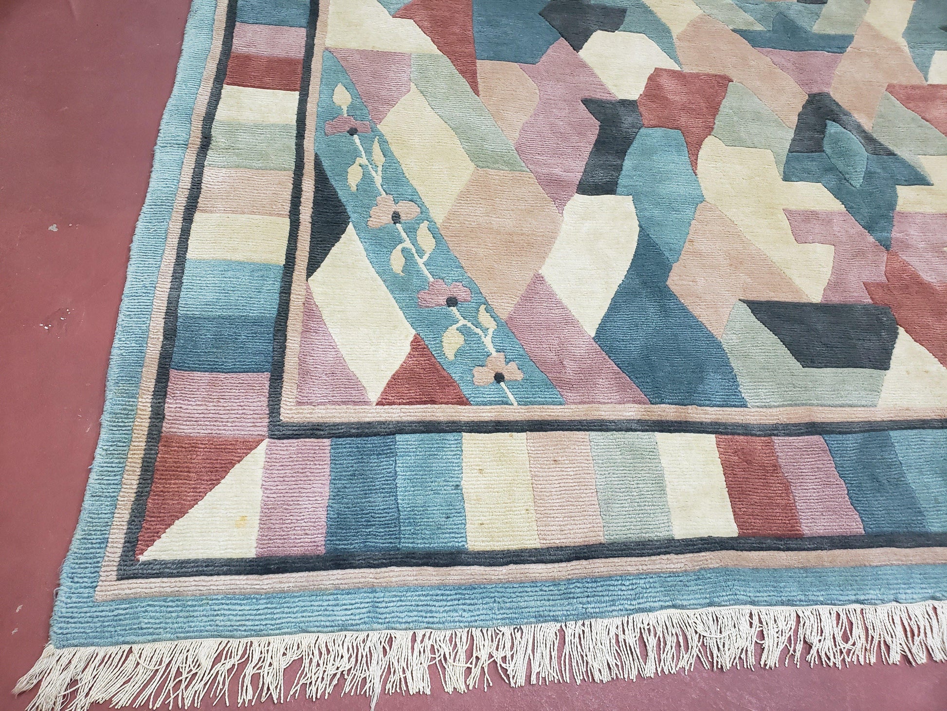 Contemporary Indian Nepalese Area Rug 8x11, Wool Hand-Knotted Modern Multicolor Nepali Abstract Carpet 8 x 11 Soft Playroom Nursery Room Rug - Nuvé