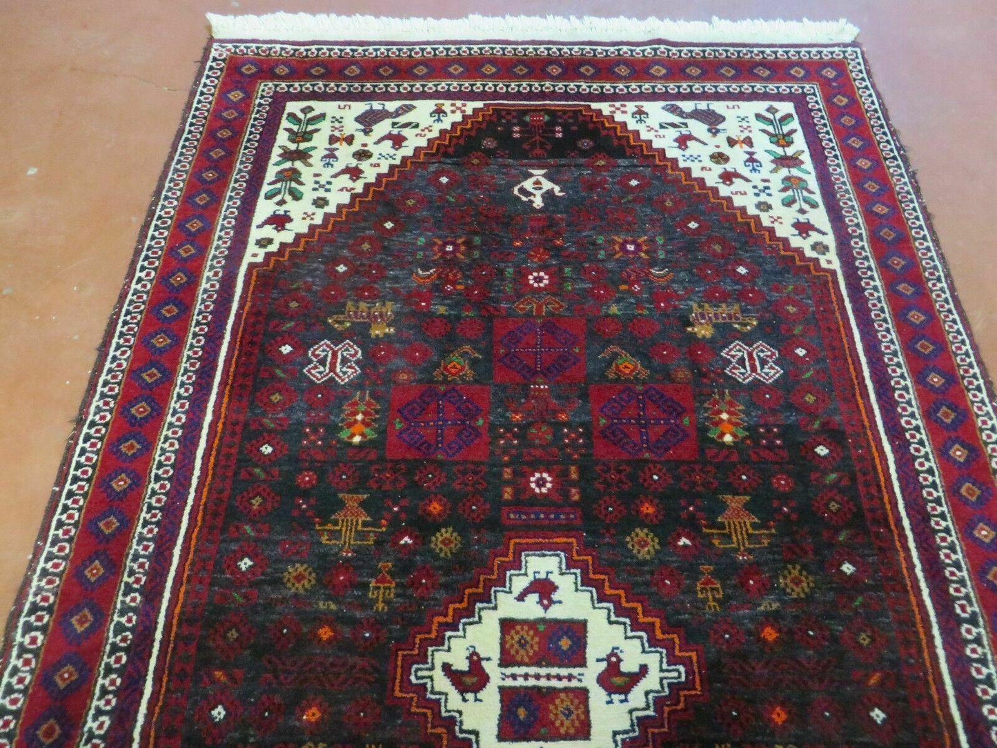4' X 7' Vintage Handmade Indian Jaipur Rug Bird Carpet - Nuvé