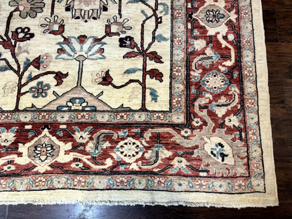 Peshawar Rug 10x14, Beige and Rust Red, Large Pak Persian Rug, Pakistani Rug - Nuvé