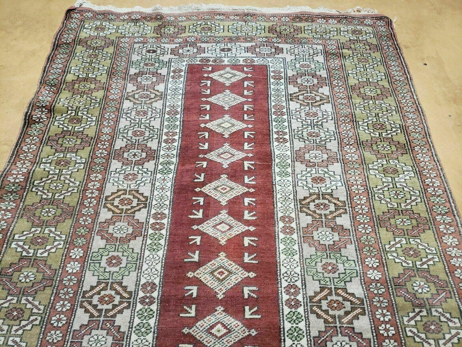 4' X 8' Antique Handmade Turkish Melas Oushak Wool Rug - Nuvé