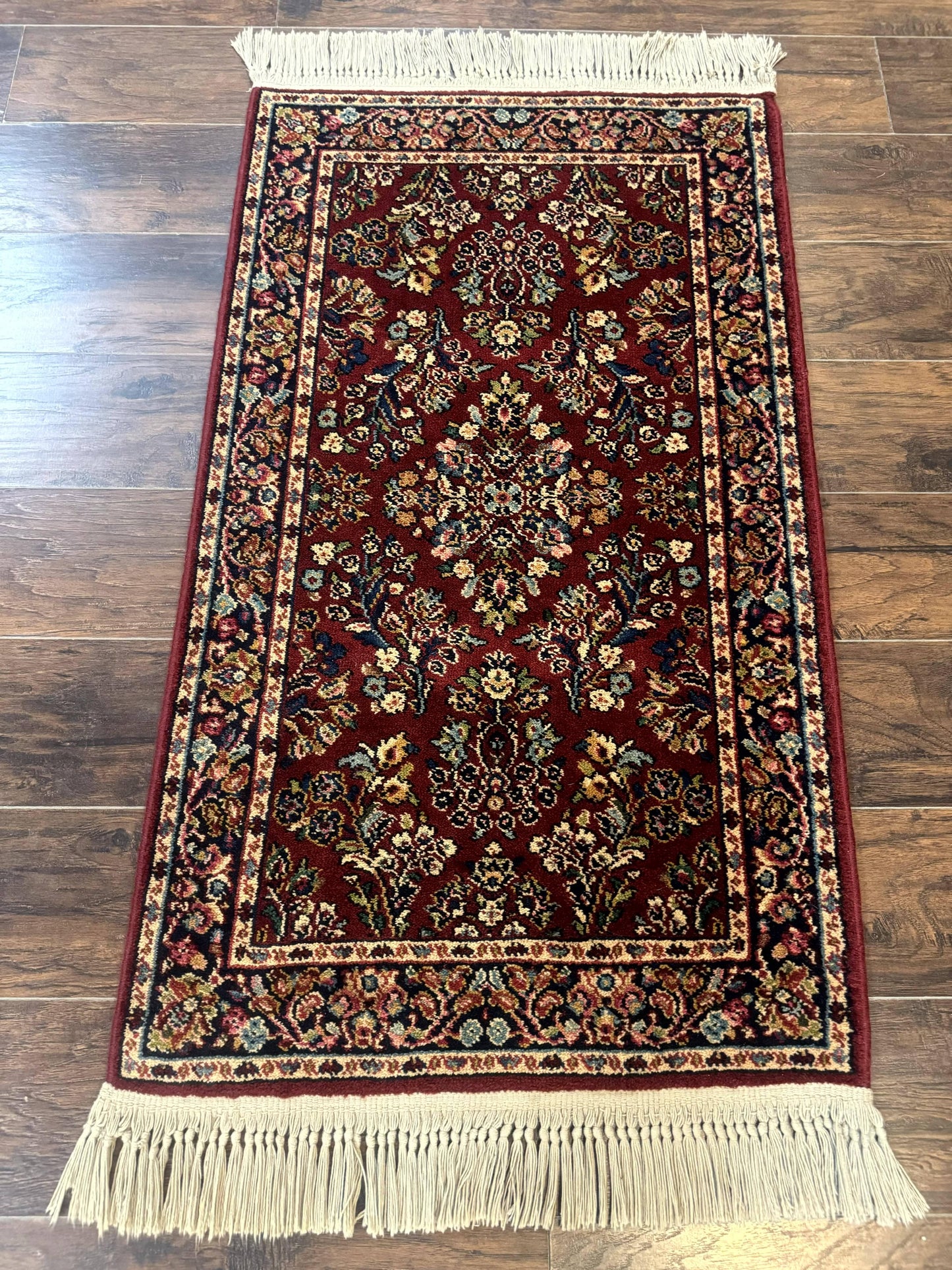 Small Karastan Rug 2.6 x 4 Red Sarouk #785, Karastan Wool Pile Rug, Original 700 Series, Discontinued Vintage Karastan Carpet - Nuvé