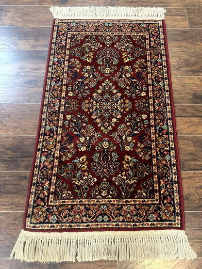 Small Karastan Rug 2.6 x 4 Red Sarouk #785, Karastan Wool Pile Rug, Original 700 Series, Discontinued Vintage Karastan Carpet - Nuvé