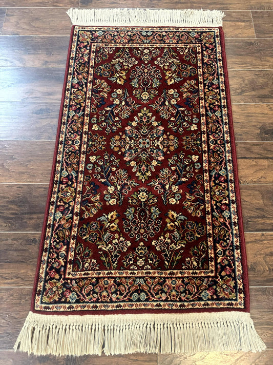Small Karastan Rug 2.6 x 4 Red Sarouk #785, Karastan Wool Pile Rug, Original 700 Series, Discontinued Vintage Karastan Carpet - Nuvé