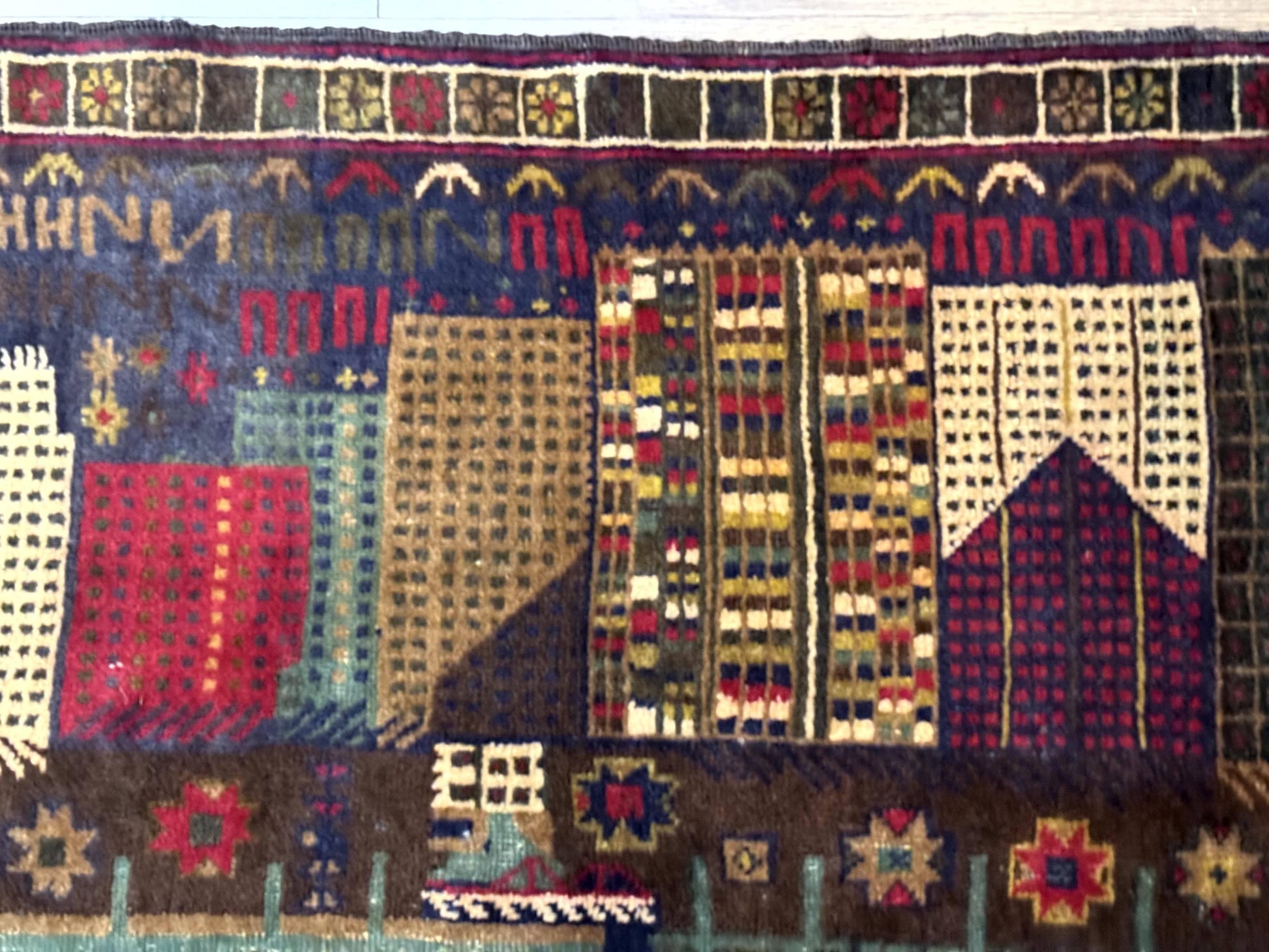 Balouch Rug 3x5, Afghan Carpet, City Pictorial - Nuvé