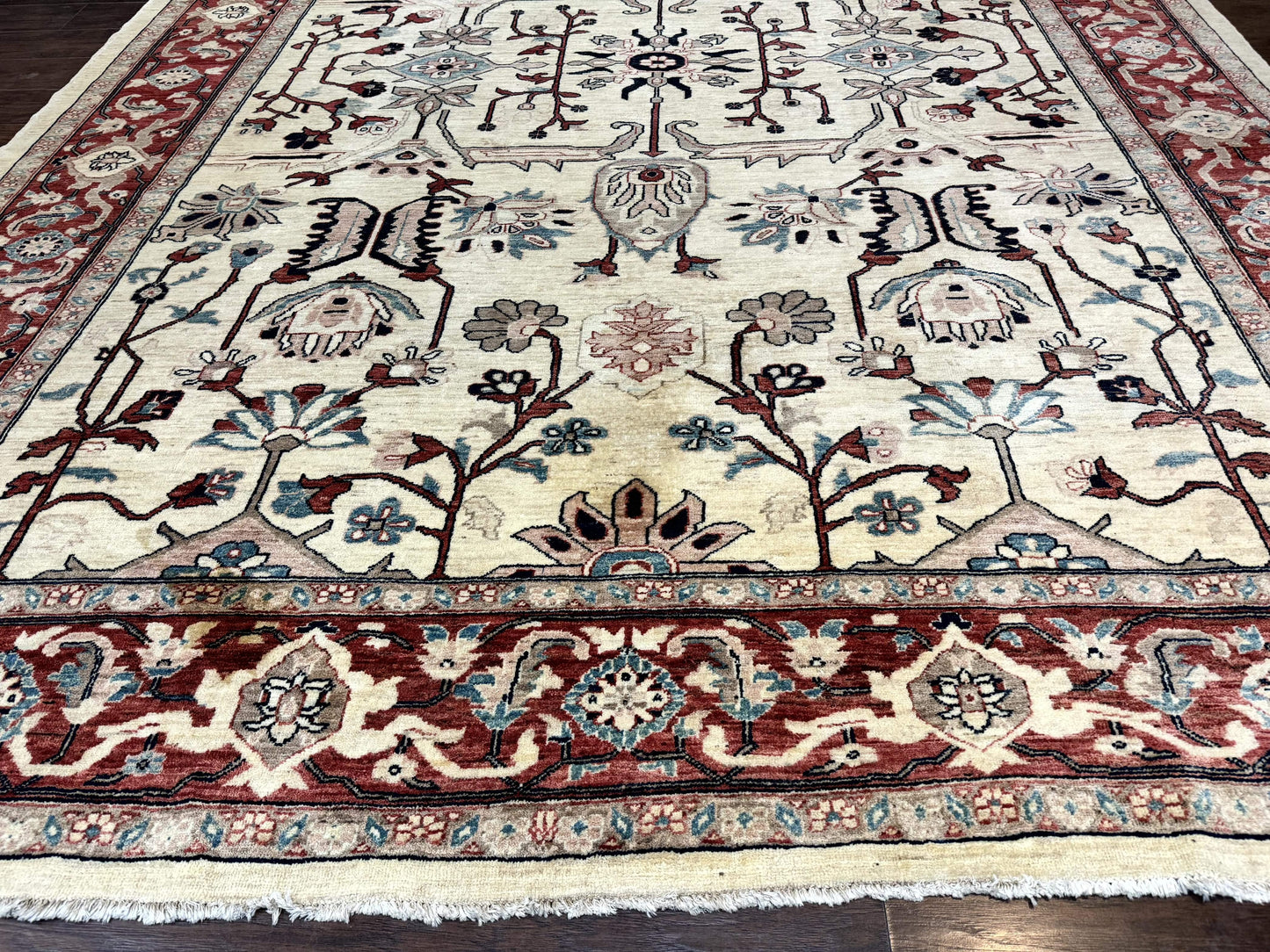 Peshawar Rug 10x14, Beige and Rust Red, Large Pak Persian Rug, Pakistani Rug - Nuvé