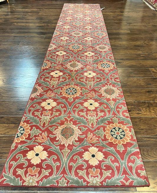 Runner Rug 3 x 14.7, Long Hallway Rug, Wool, Power Loomed, Contemporary, Floral - Nuvé