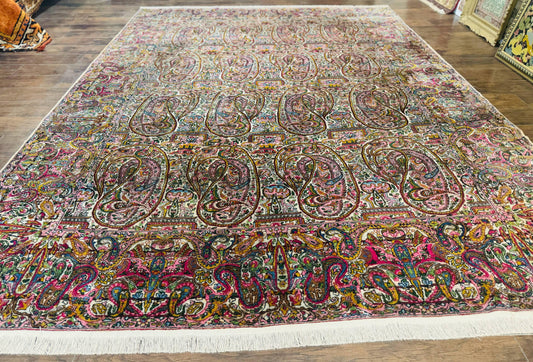 Rare Antique Persian Kerman Lavar Rug 9x12, Boteh Paisley Design - Nuvé
