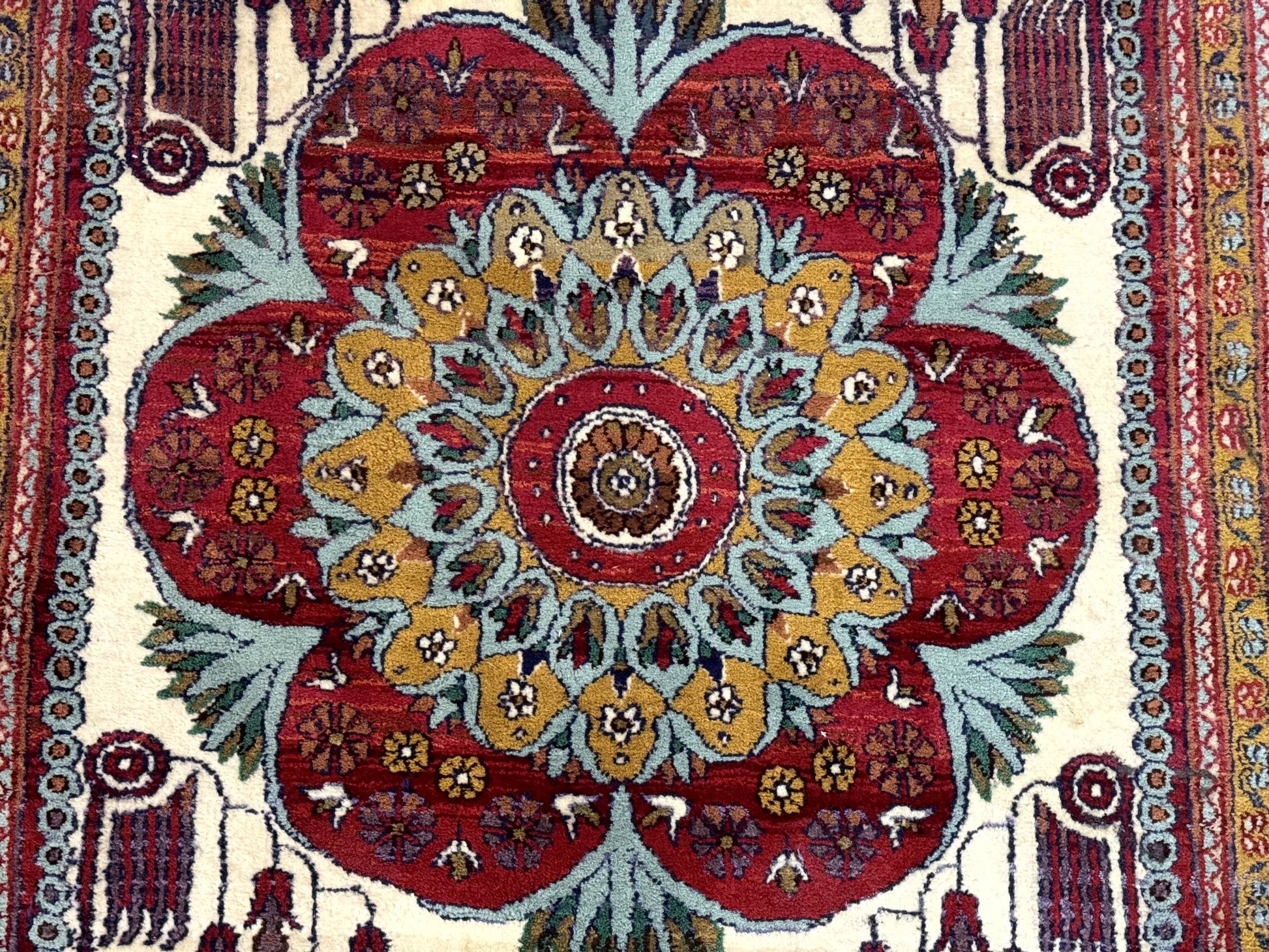 Persian Bijar Rug 2.6 x 4, Antique Carpet, Brick Red and Ivory - Nuvé