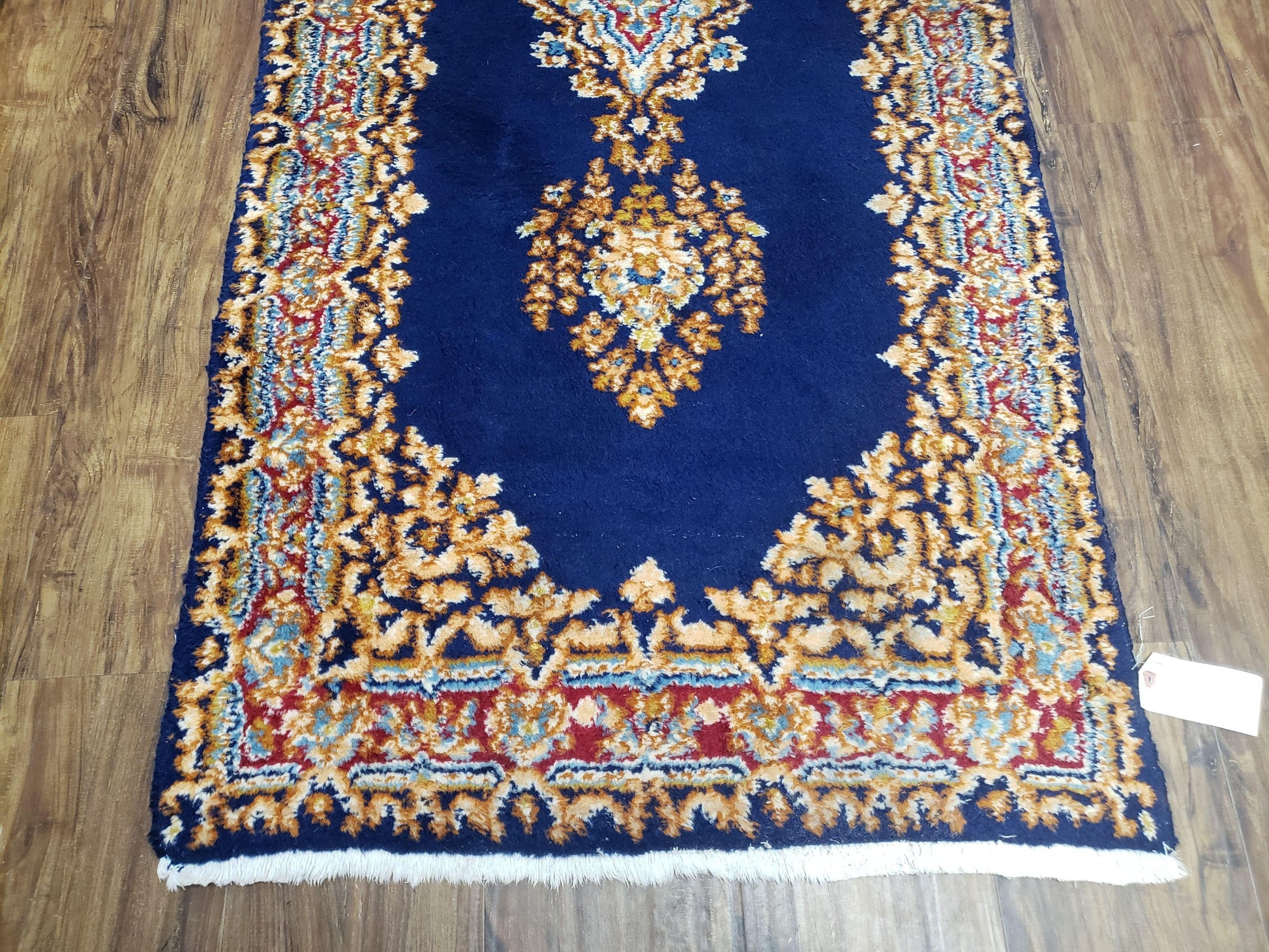 Semi Anique Dark Blue Persian Kerman Runner, 2'7" x 13'5" - Nuvé