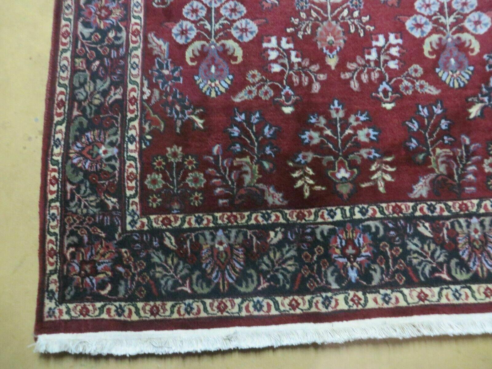 4' X 6' Vintage Handmade Fine India Jaipur Floral Oriental Wool Rug Red Nice - Nuvé