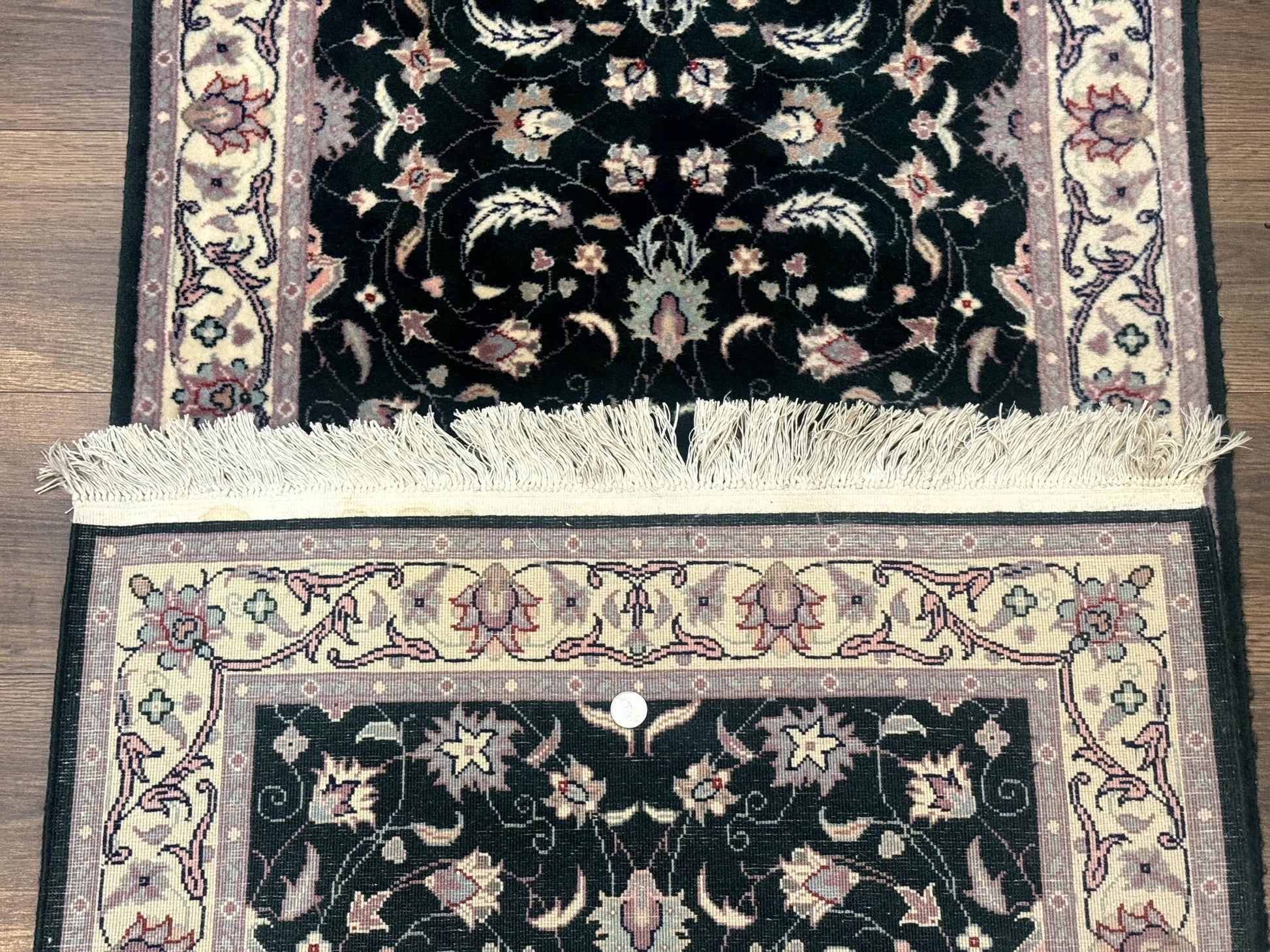 Pak Persian Runner Rug 2.6 x 10, Dark Green and Beige, Floral Allover - Nuvé