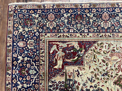 Rare Antique Indian Agra Rug, Early 20th Century Indian Carpet, Animal and Angel Motifs, Hunting Scene, Collectible Oriental Carpet, Wow - Nuvé