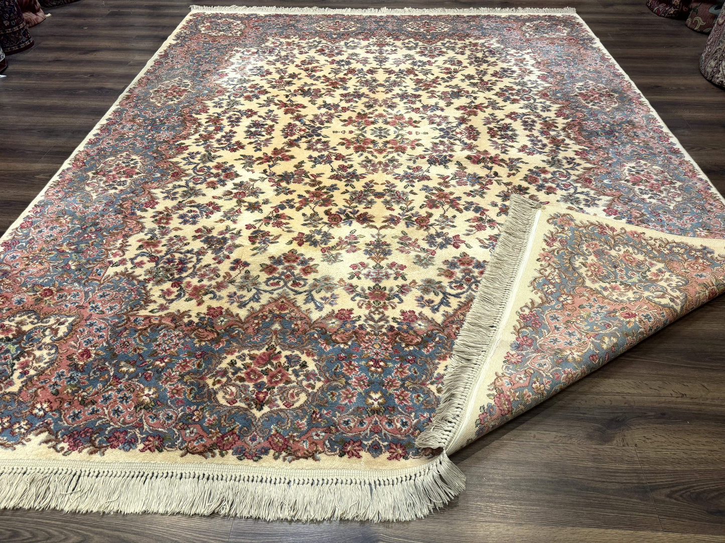 8.8 x 10.6 Karastan Kirman Rug #788, Wool Vintage Discontinued Floral Carpet - Nuvé
