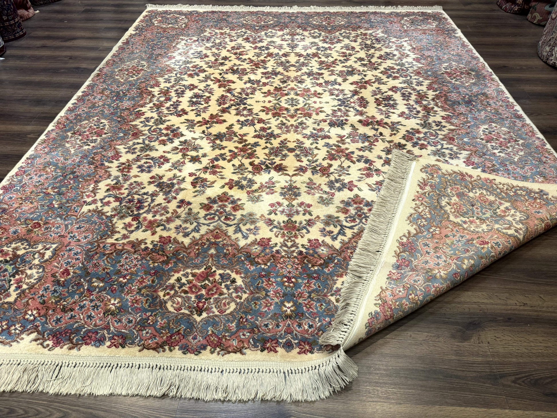 8.8 x 10.6 Karastan Kirman Rug #788, Wool Vintage Discontinued Floral Carpet - Nuvé