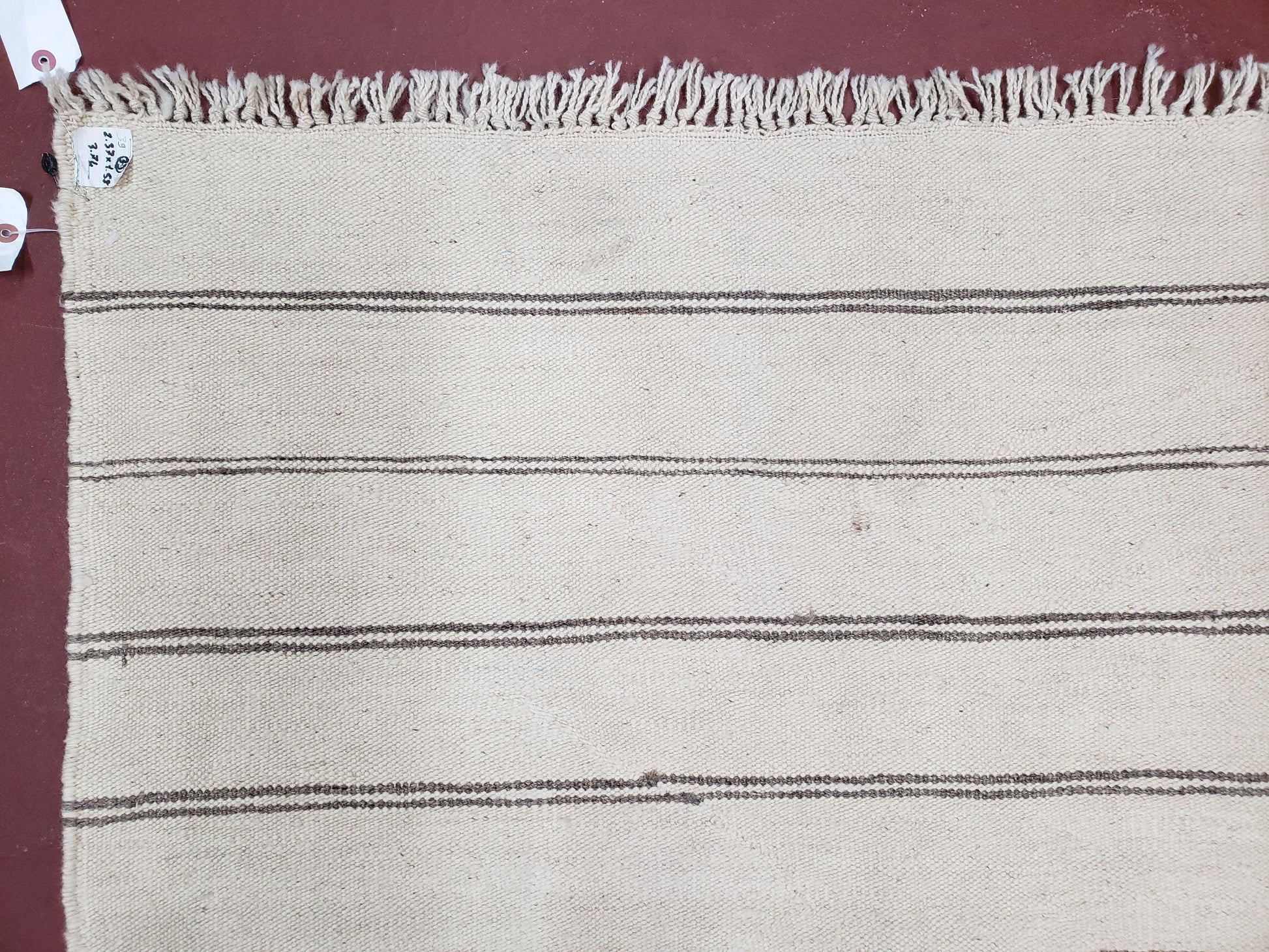 New Turkish Kilim Rug, Striped Area Rug, Southwestern Style, Off-white/Ivory Color, 5x8 Kilim Carpet, Hand-Knotted, Flatweave, Wool - Nuvé