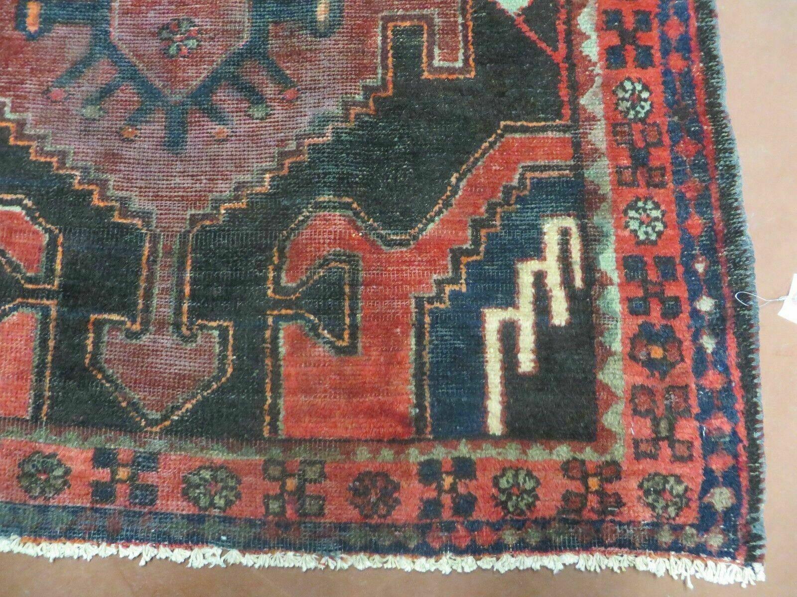 4' X 8' Antique Handmade India Geometric Oriental Tribal Wool Rug Red # 603 - Nuvé