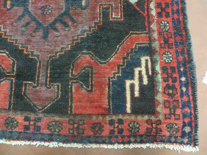 4' X 8' Antique Handmade India Geometric Oriental Tribal Wool Rug Red # 603 - Nuvé