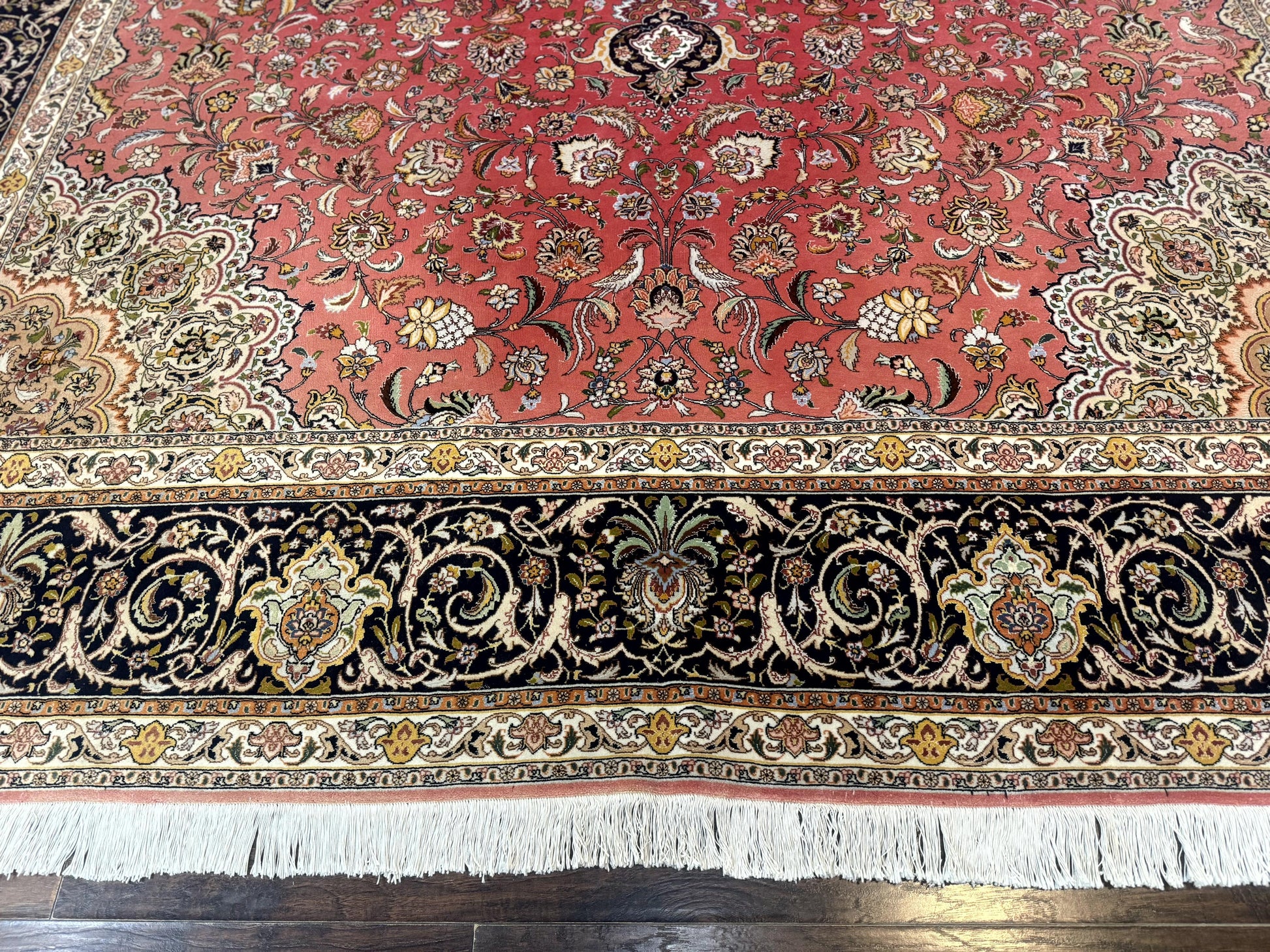 Persian Tabriz Rug 10x13 – Floral Medallion & Birds, Wool & Silk, 330 KPSI - Nuvé