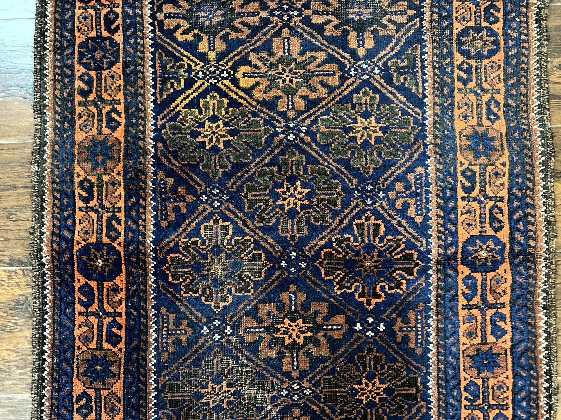 Small Antique Persian Rug 2.7 x 4.7, Handmade Wool Rug, Navy Blue, Balouch Rug, Tribal Rug - Nuvé