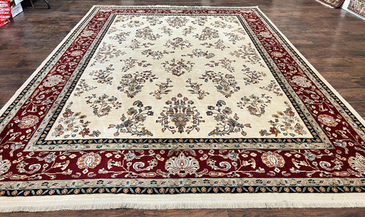 Karastan Rug 8.6 x 11.6, English Manor #2103, Ivory Floral Sarouk, Wool Karastan Carpet, Large Karastan Area Rug, Traditional Karastan Rug - Nuvé