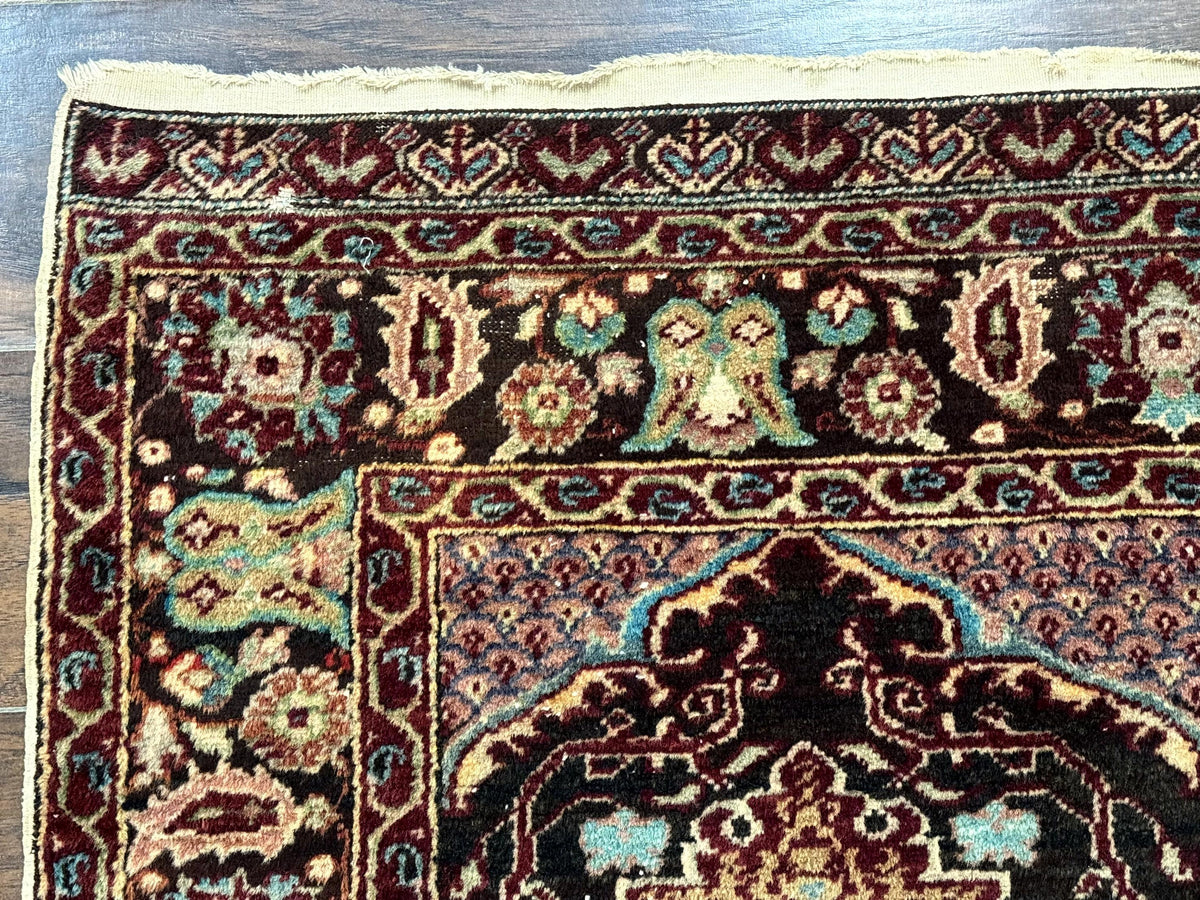 Antique Turkish Rug 4x6, Unique Rare Carpet