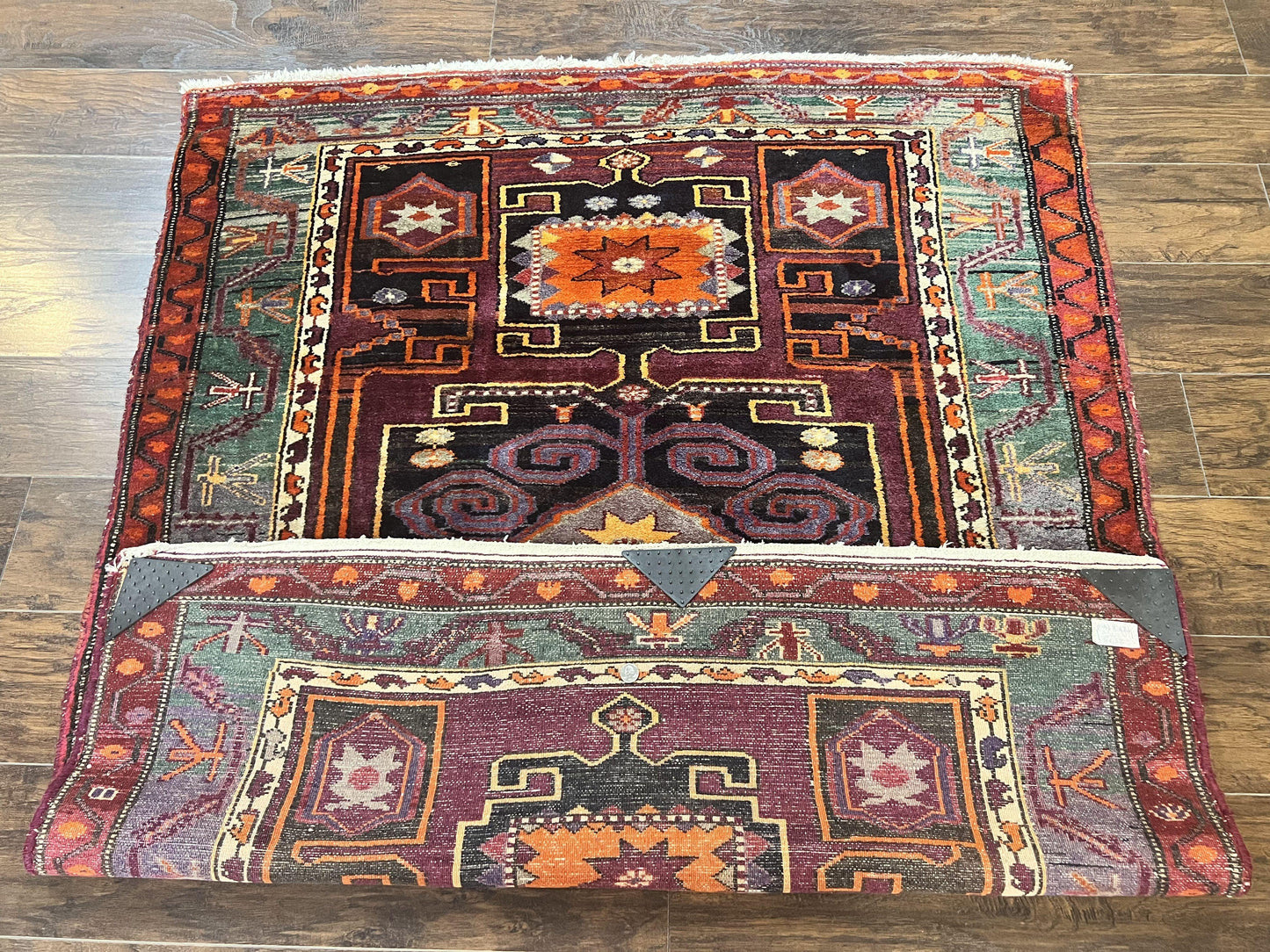 Persian Tribal Rug 5x6, Persian Nahavand Rug, Purple, Geometric Vintage Wool Handmade Carpet - Nuvé
