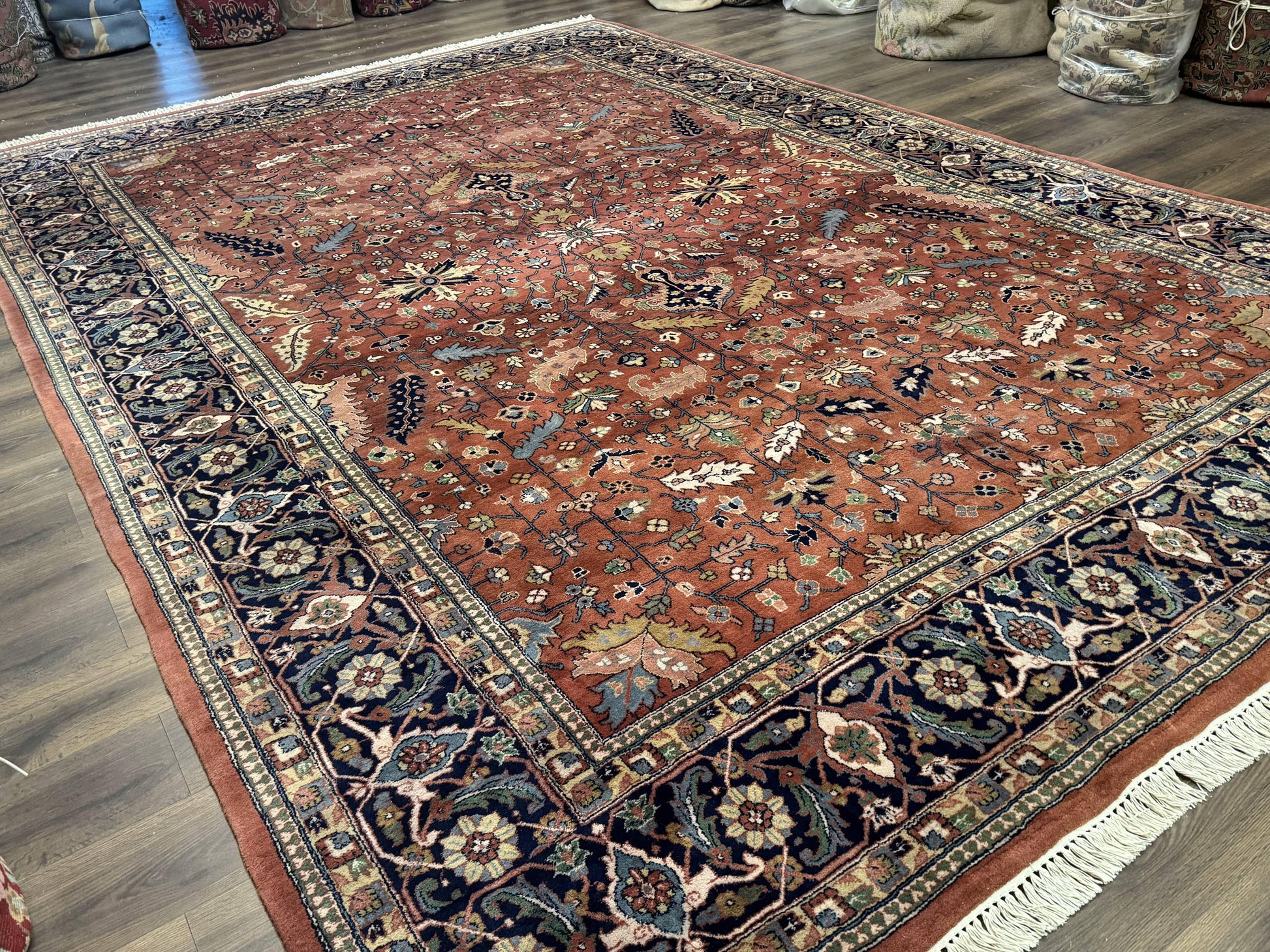 Indo Persian Heriz Rug 10x15, Allover Pattern, Large Wool Handmade Rug - Nuvé