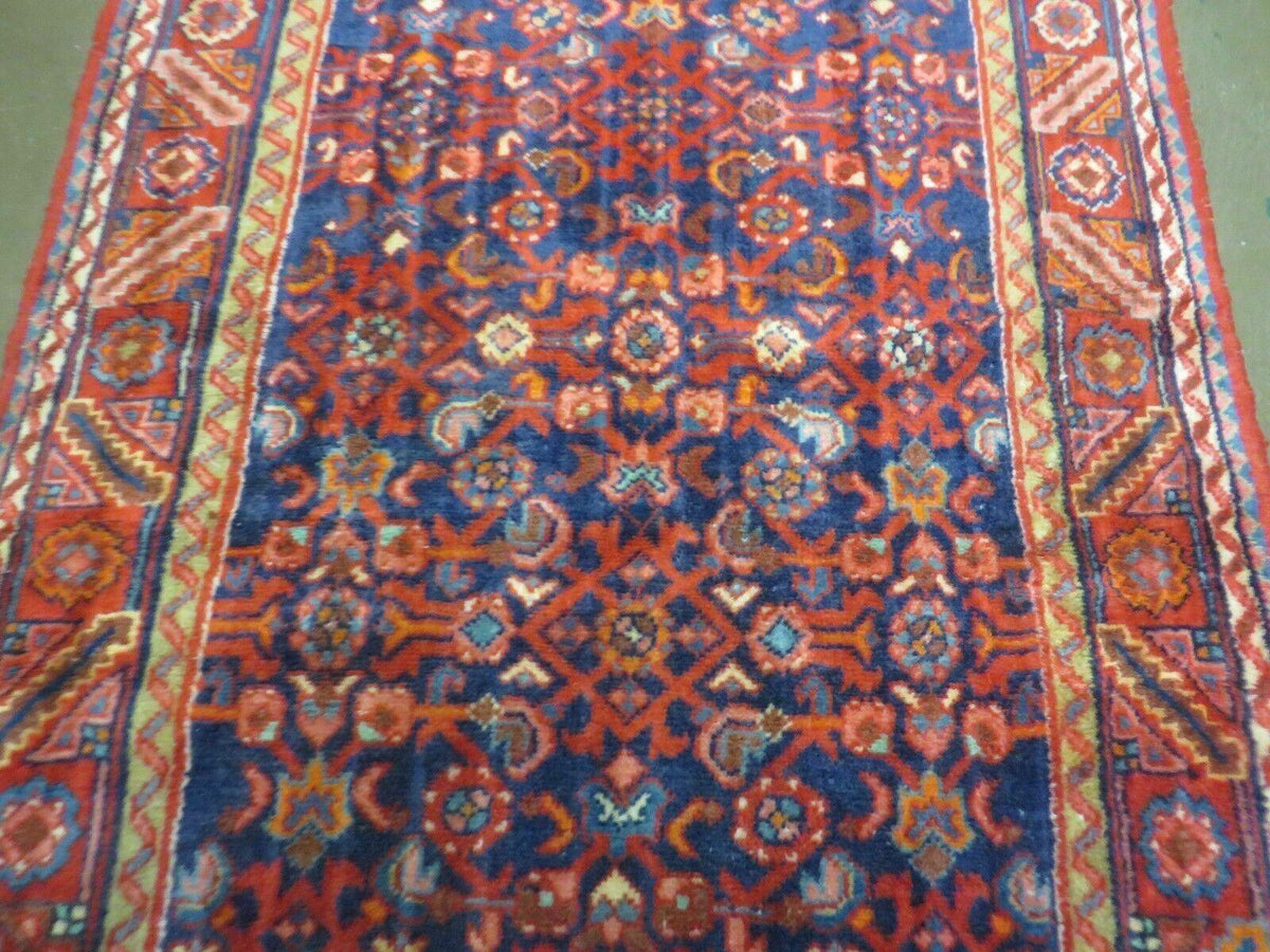 3' 6" X 10' 4" Antique Handmade India Floral Oriental Wool Runner Rug # 128