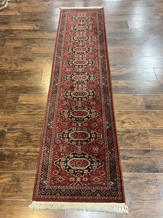 Belgium Power Loomed Runner Rug 2x9, Vintage Wool Rug for Hallway 2 x 9 ft, Red, Caucasian Persian Design, 9ft Runner - Nuvé