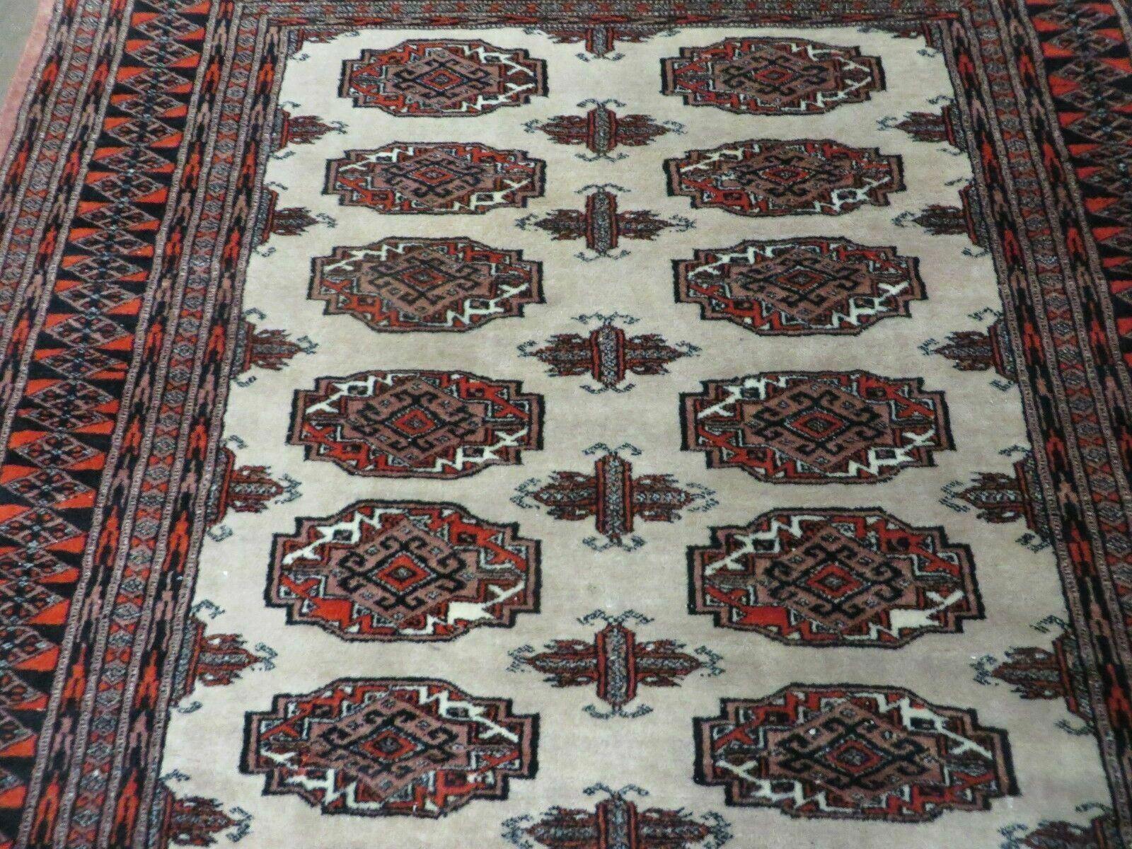 4' X 6' Vintage Handmade Bokhara Turkoman Pakistan Wool Rug Carpet Nice - Nuvé