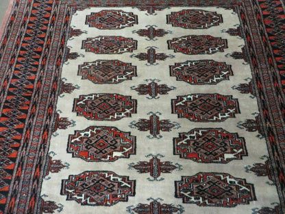 4' X 6' Vintage Handmade Bokhara Turkoman Pakistan Wool Rug Carpet Nice - Nuvé