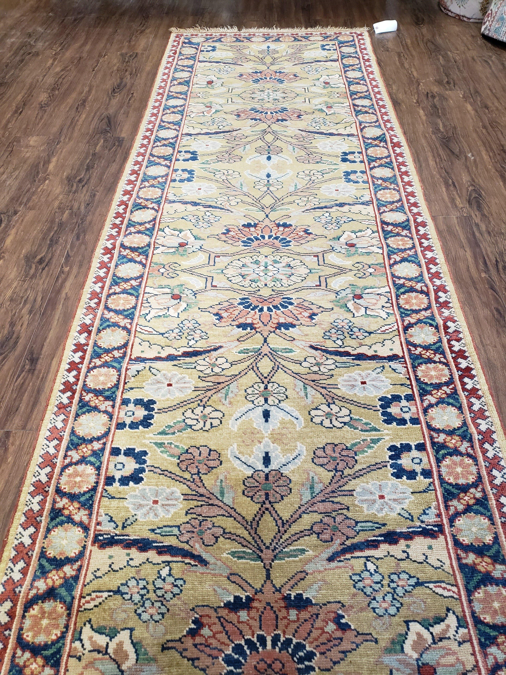 Hallway Runner Rug, Kitchen Runner, Sultanabad Hand Knotted Rug, Farmhouse Rug, 1950s Rug, Mahal Rug, Turkish Rug, Long Runner, Yellow - Nuvé