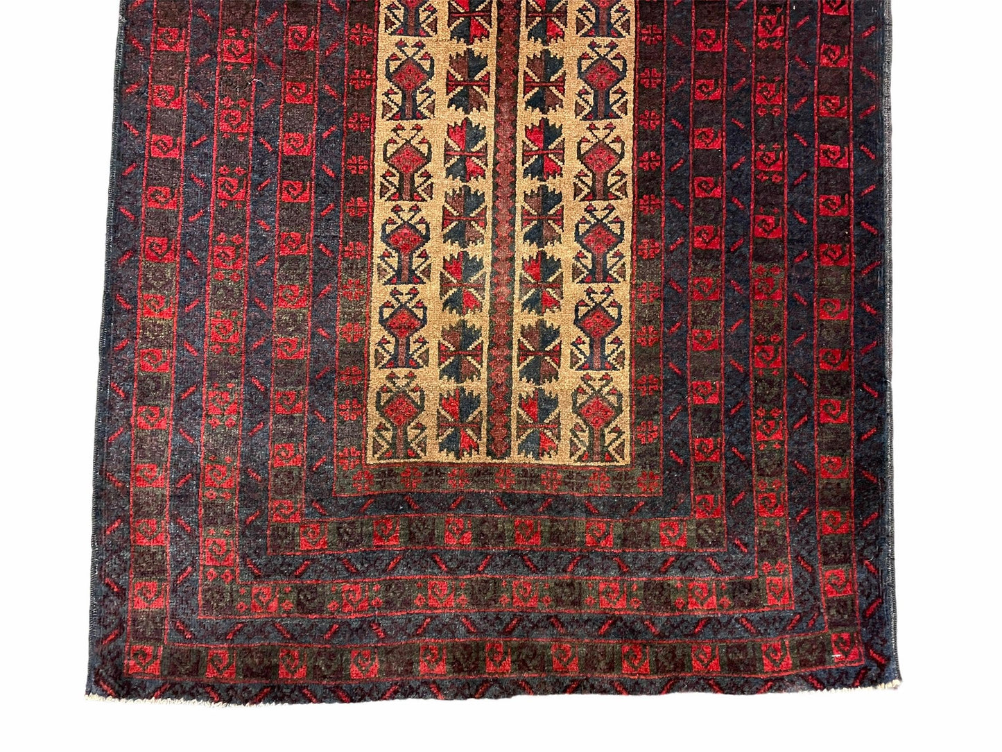 3 X 3.5 New Vintage Handmade Wool Rug Tribal Turkoman Balouch Red Prayer Rug - Nuvé