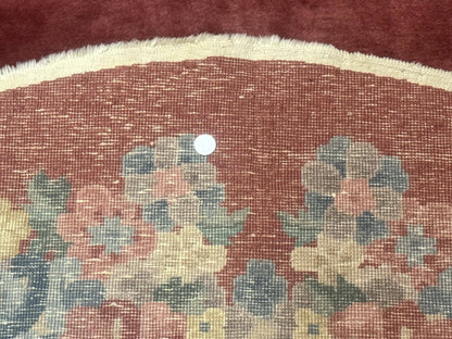 Oval Chinese Peking Rug 5x8, Pink, Floral, Vintage Chinese Wool Carpet - Nuvé