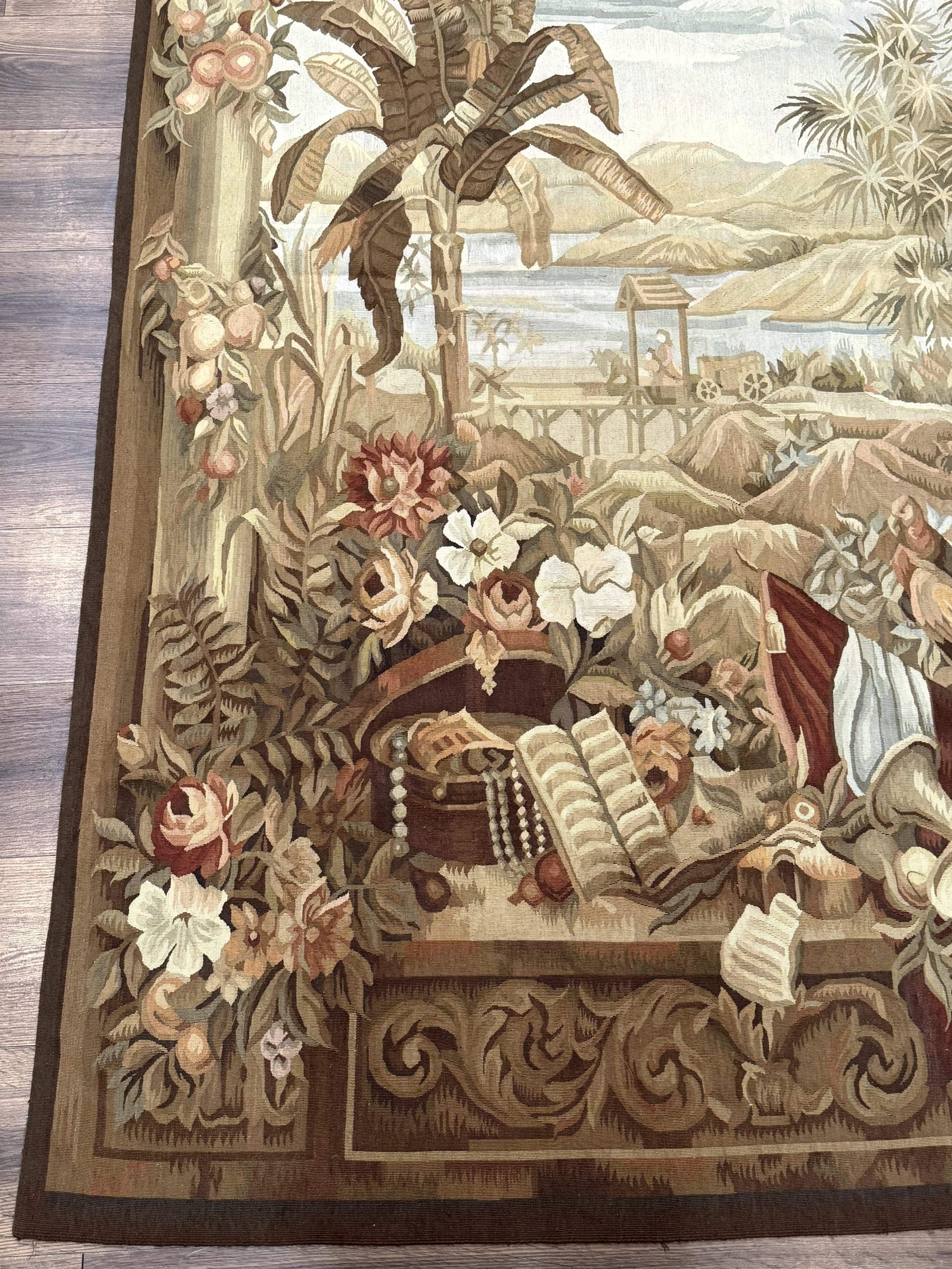 Vintage French Tapestry 5x7, Handmade, Wool, Aubusson Weave - Nuvé