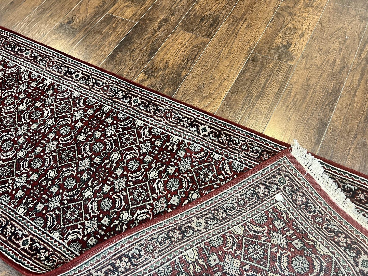Indo Persian Runner Rug 2.7 x 8, Wool Hand Knotted Vintage Carpet, Red Black, Herati Allover Pattern, Oriental Runner, Rug for Hallway - Nuvé