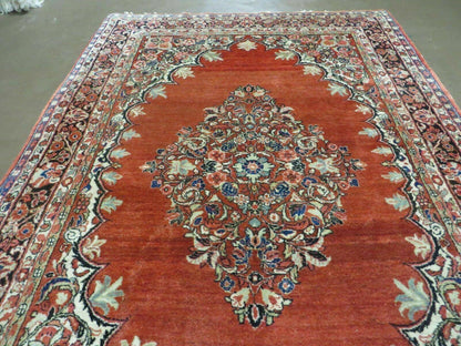 Antique Persian Sarouk Rug 5x8, Red, Semi Open Field, Hand Knotted, Wool - Nuvé