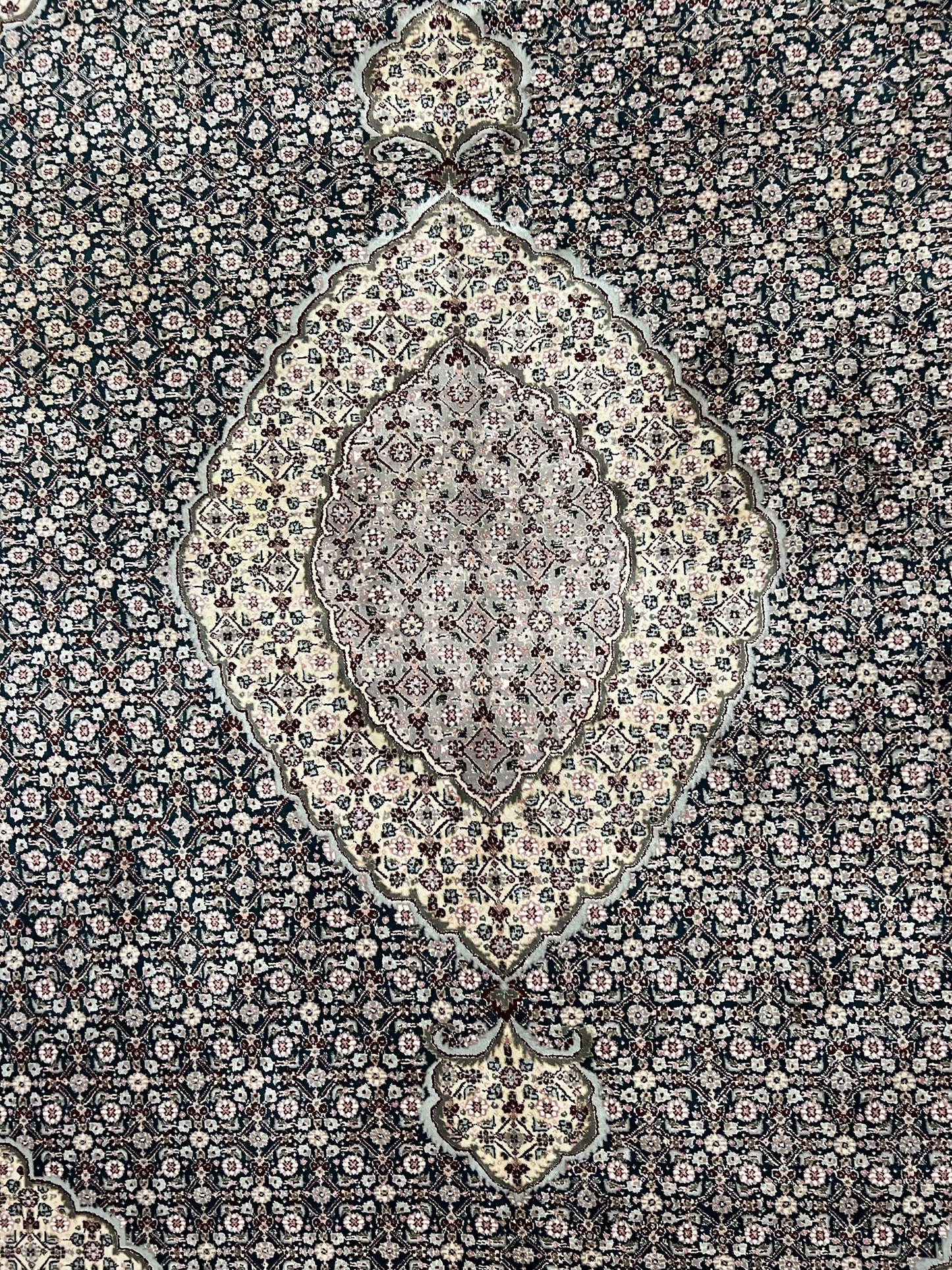 Sino Persian Rug 9x12, Dark Green and Ivory, Medallion, Mahi Herati, Elegant Oriental Carpet, Wool Hand Knotted Traditional Room Sized Rug - Nuvé