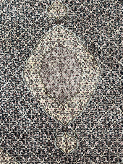 Sino Persian Rug 9x12, Dark Green and Ivory, Medallion, Mahi Herati, Elegant Oriental Carpet, Wool Hand Knotted Traditional Room Sized Rug - Nuvé