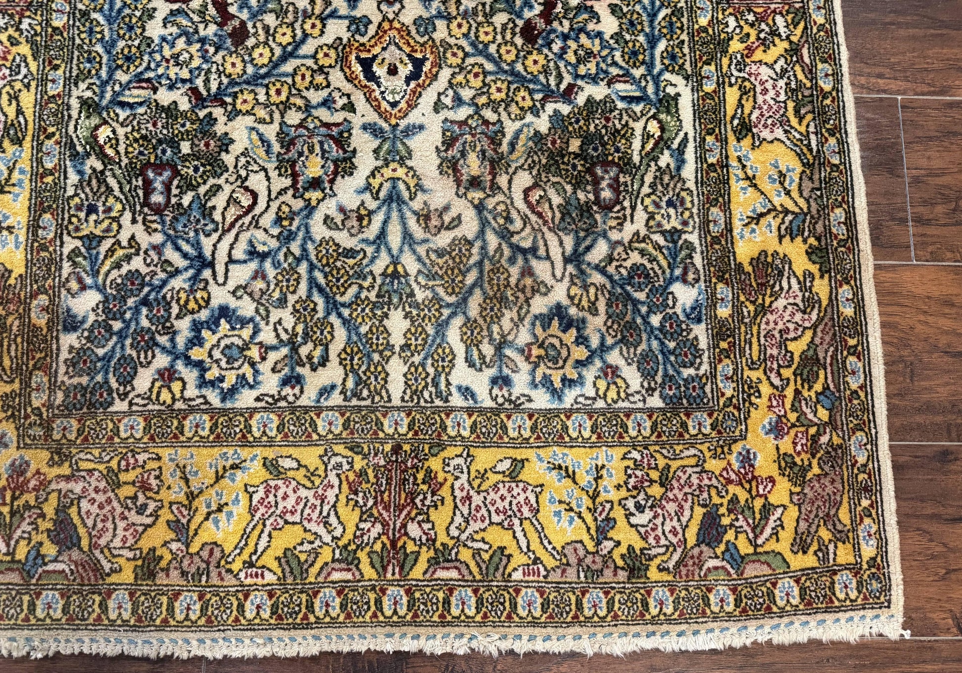 Persian Qum Tree of Life Rug 3.5 x 5.5, Animal Pictorials, Kork Wool with Silk Highlights - Nuvé