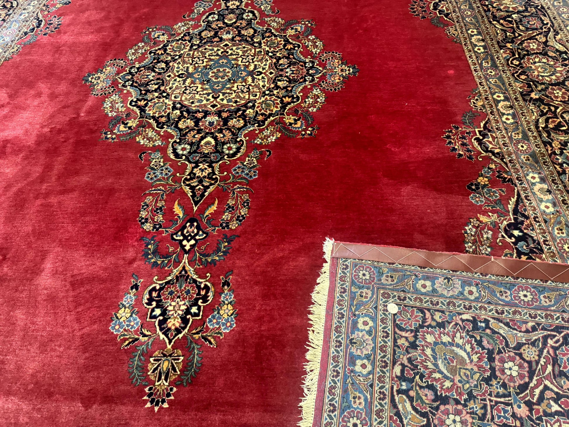 Persian Kashan Rug 9x12, Traditional, Semi Open Field, Red, Signed By Master Weaver, Antique Rug - Nuvé
