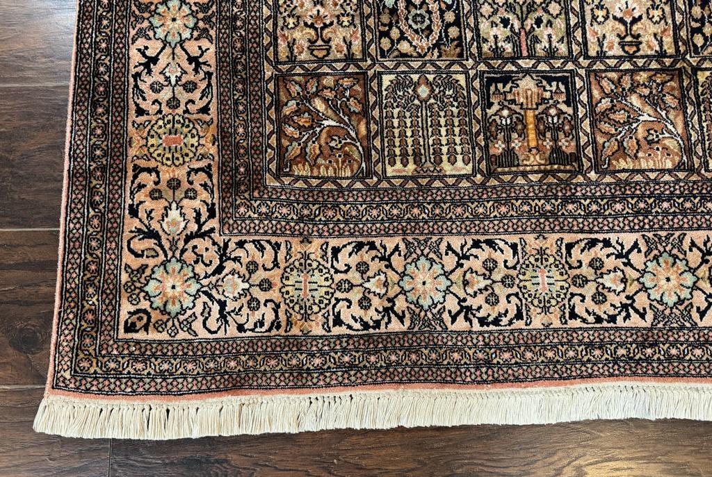 Indian Kashmiri Silk Rug 4x6, Panel Design, Multicolor, Fine - Nuvé