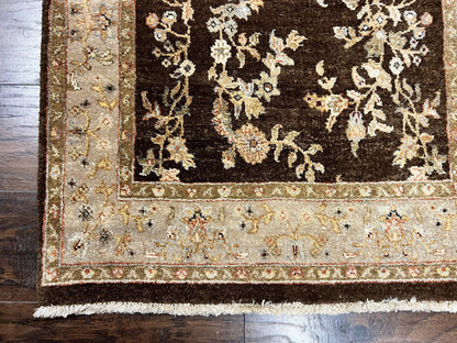 Peshawar Runner Rug 3 x 20, Wool Hand Knotted Vintage Pakistani Carpet, Brown & Taupe, Chobi Mahal Floral Rug, Extra Long Hallway Runner - Nuvé