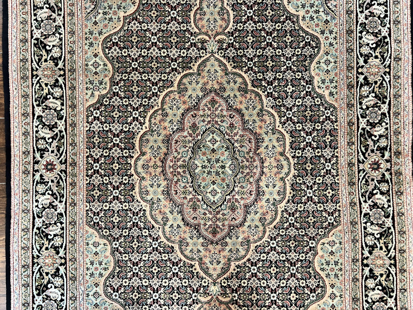 Sino Persian Rug 4x6, Fine Hand Knotted Carpet, Black, Wool, Vintage Rug 4 x 6, Herati Mahi, 300 KPSI - Nuvé