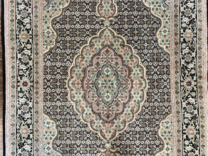 Sino Persian Rug 4x6, Fine Hand Knotted Carpet, Black, Wool, Vintage Rug 4 x 6, Herati Mahi, 300 KPSI - Nuvé